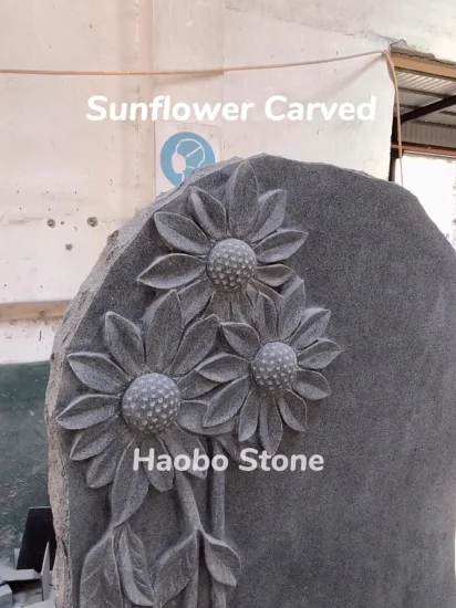 G633 Надгробие в форме гранитного листа с надгробной плитой с цветочной резьбой